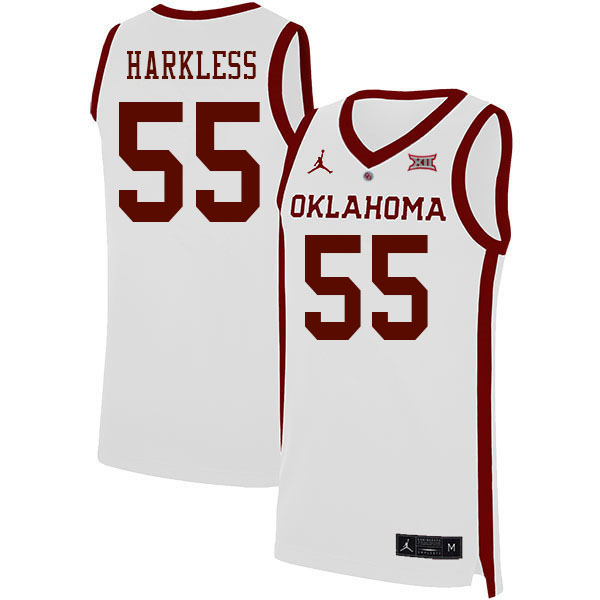 Oklahoma Sooners #55 Elijah Harkless College Basketball Jerseys Sale-White